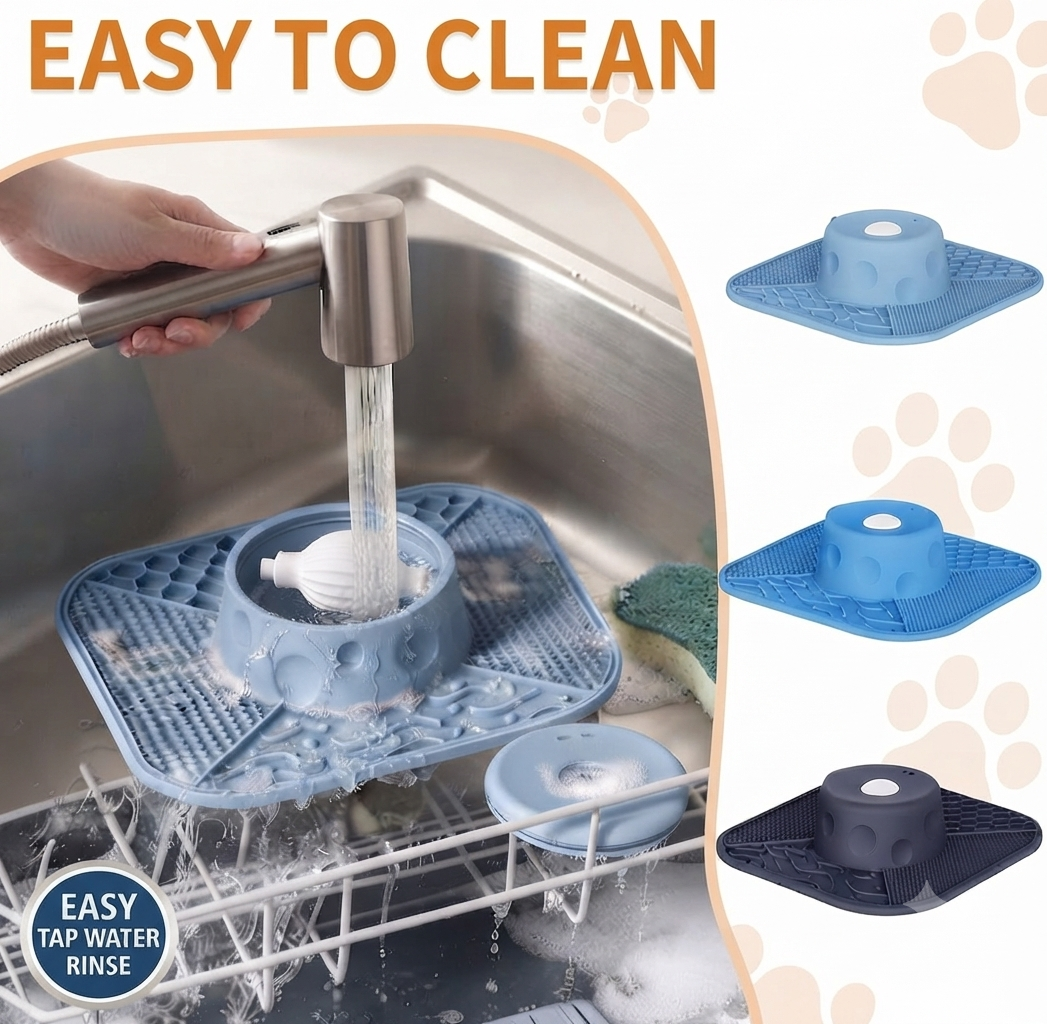 [Upgraded] 2-in-1 Slow Feeder & Anxiety Relief Lick Mat for Dogs & Cats